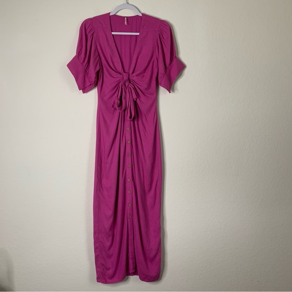Free people Womens pink vintage summer short sleeve maxi dress XS